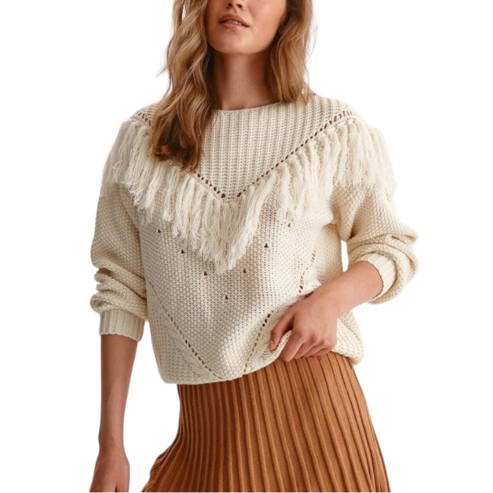 NWT Fringe Knit Sweater - S